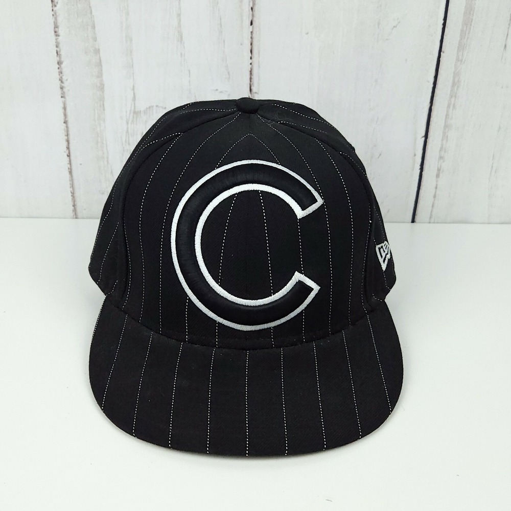 Chicago Cubs New Era 59Fifty Fitted Hat Size 7 5/8 Black Pinstripe MLB Cap